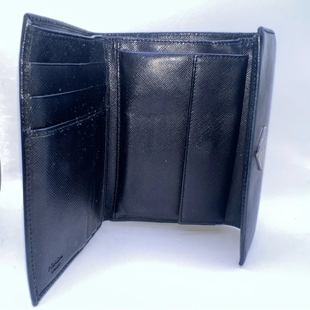 Prada Saffiano Trifold Leather Wallet